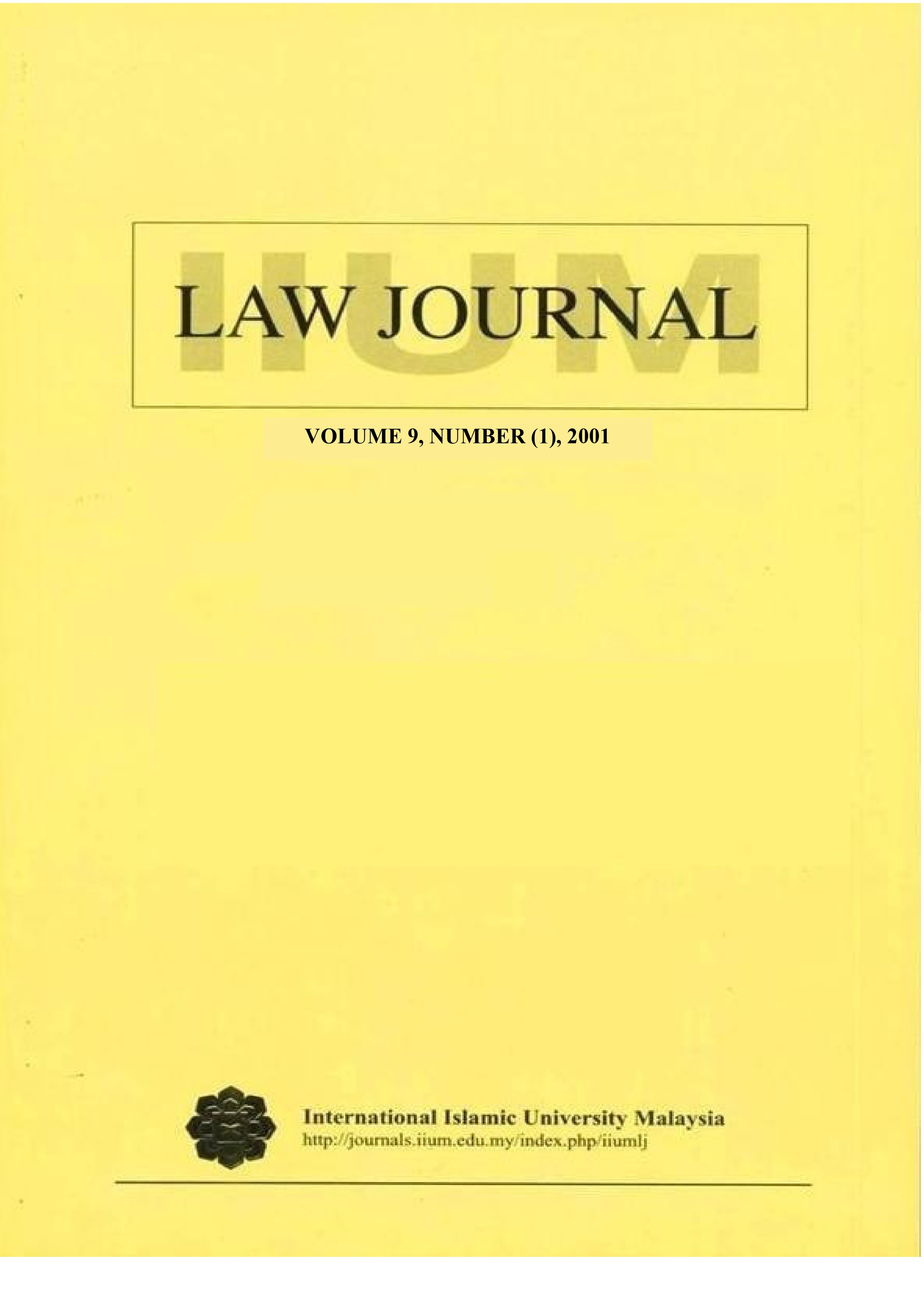 					View Vol. 9 No. 1 (2001): IIUM Law Journal
				