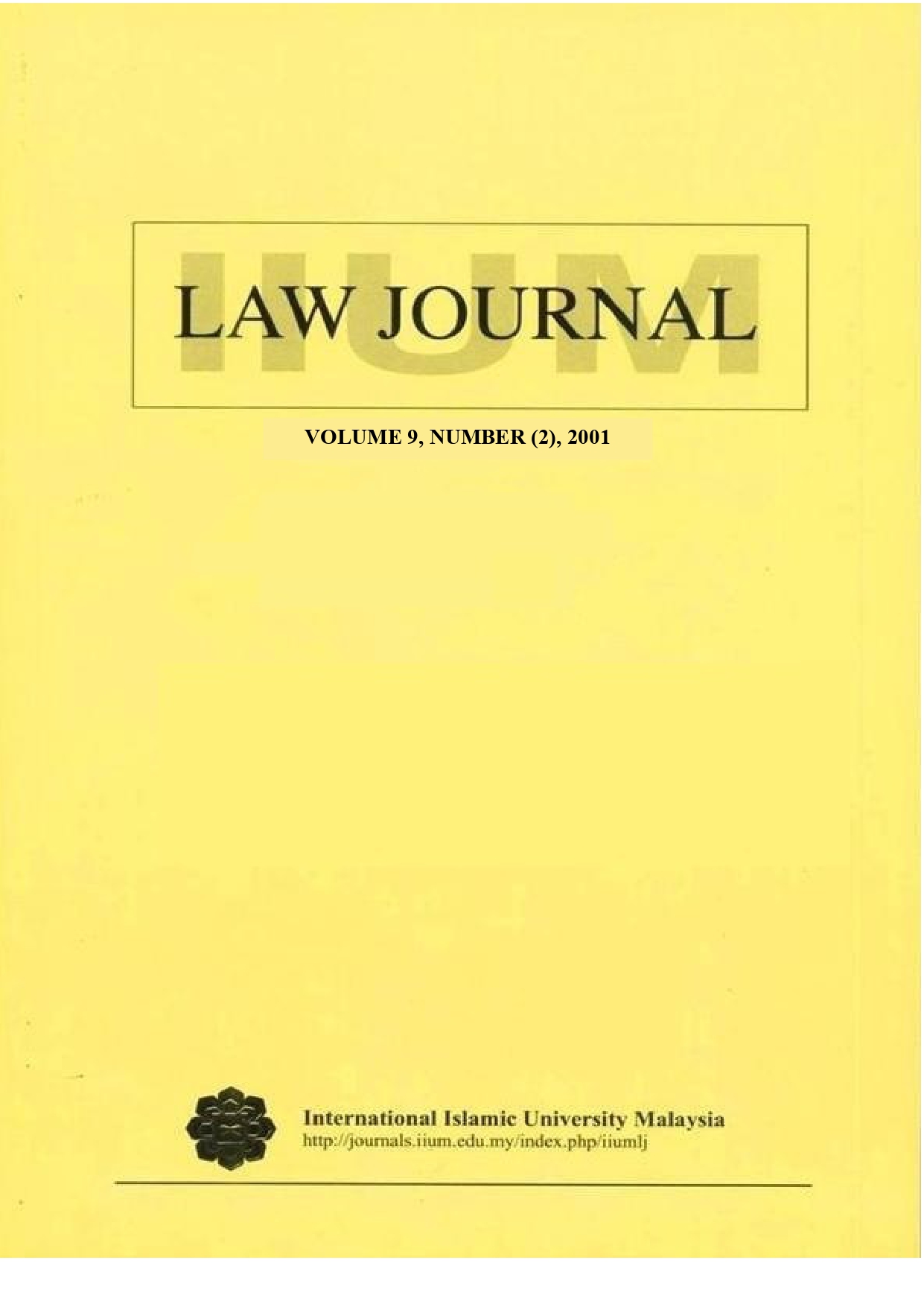 					View Vol. 9 No. 2 (2001): IIUM Law Journal
				