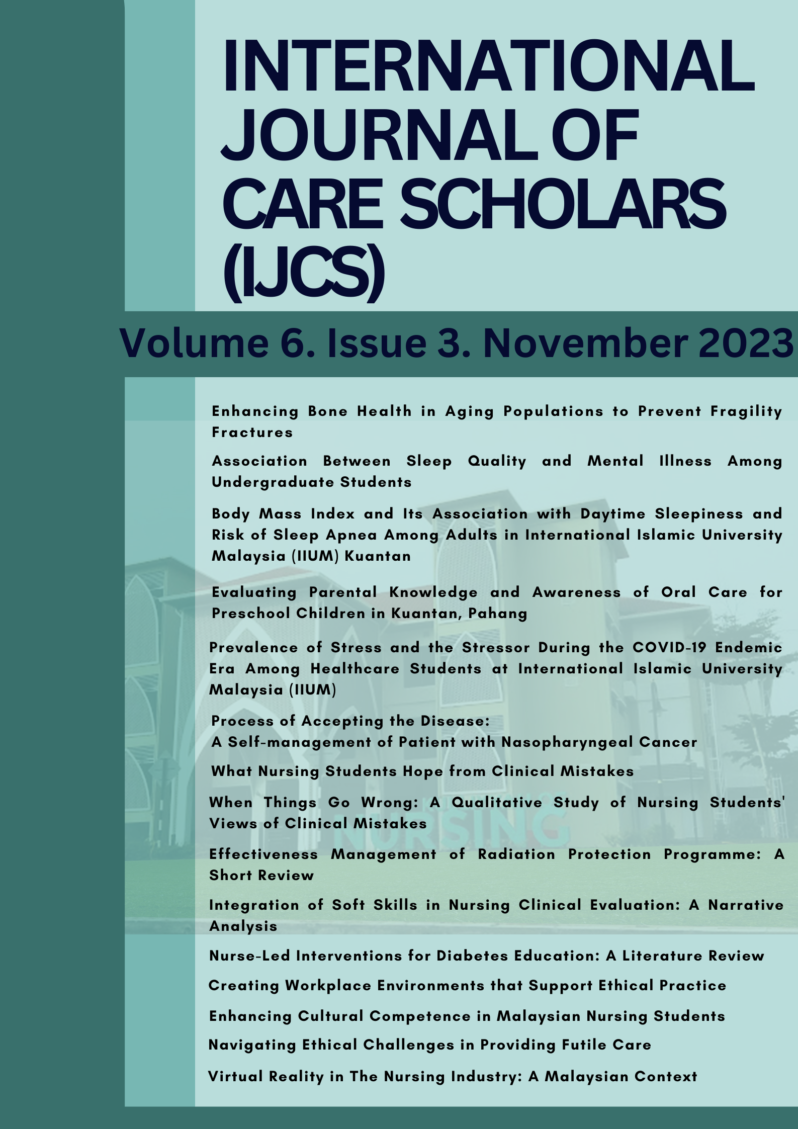 					View Vol. 6 No. 3 (2023): International Journal of Care Scholars
				