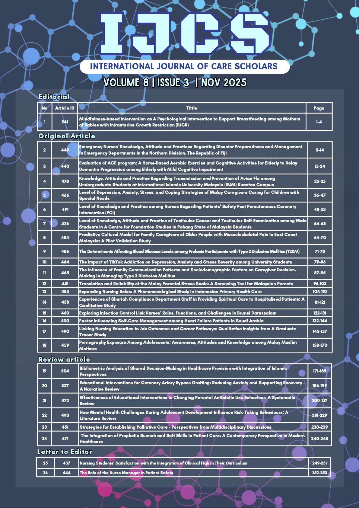 					View Vol. 8 No. 3 (2025): International Journal of Care Scholars
				