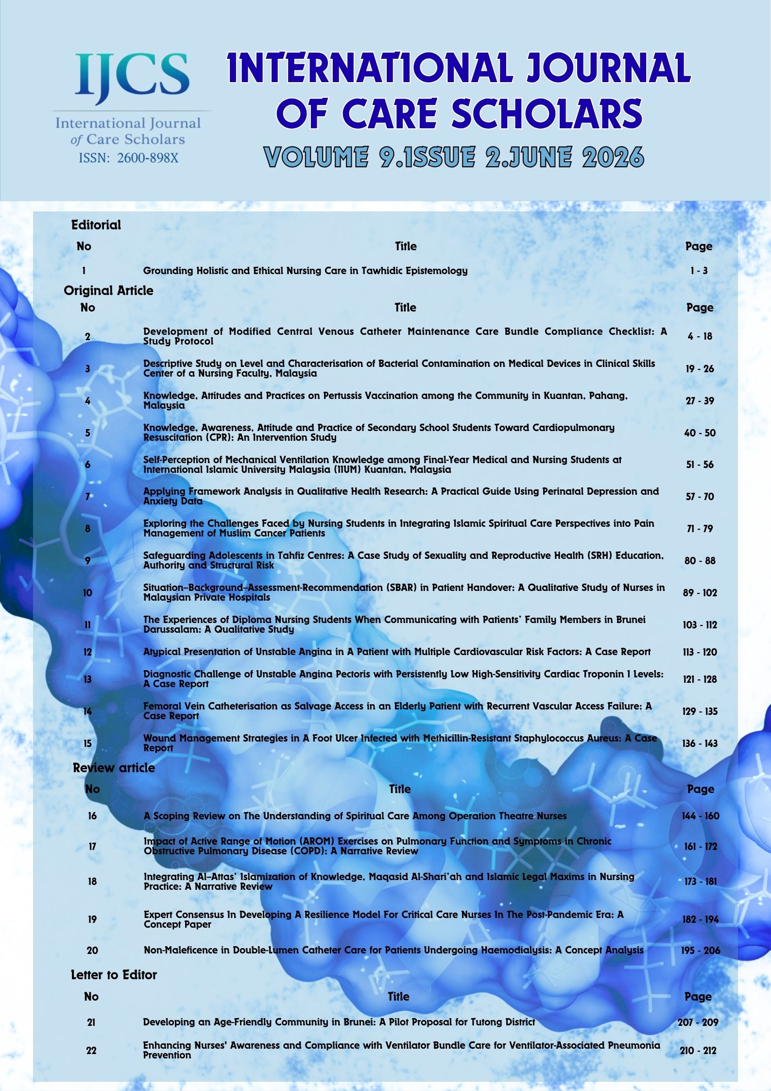 					View Vol. 9 No. 2 (2026): International Journal of Care Scholars
				
