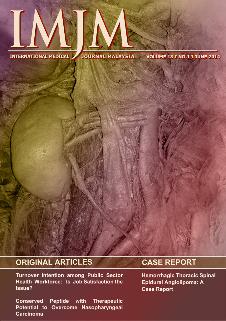 					View Vol. 13 No. 1 (2014): International Medical Journal Malaysia - June 2014
				