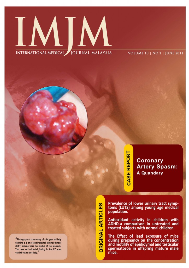 					View Vol. 10 No. 1 (2011): International Medical Journal Malaysia - June 2011
				
