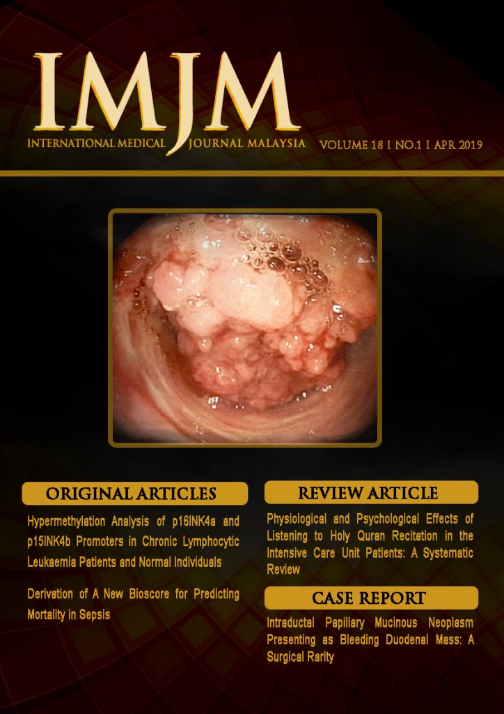 					View Vol. 18 No. 1 (2019): International Medical Journal Malaysia - April 2019
				