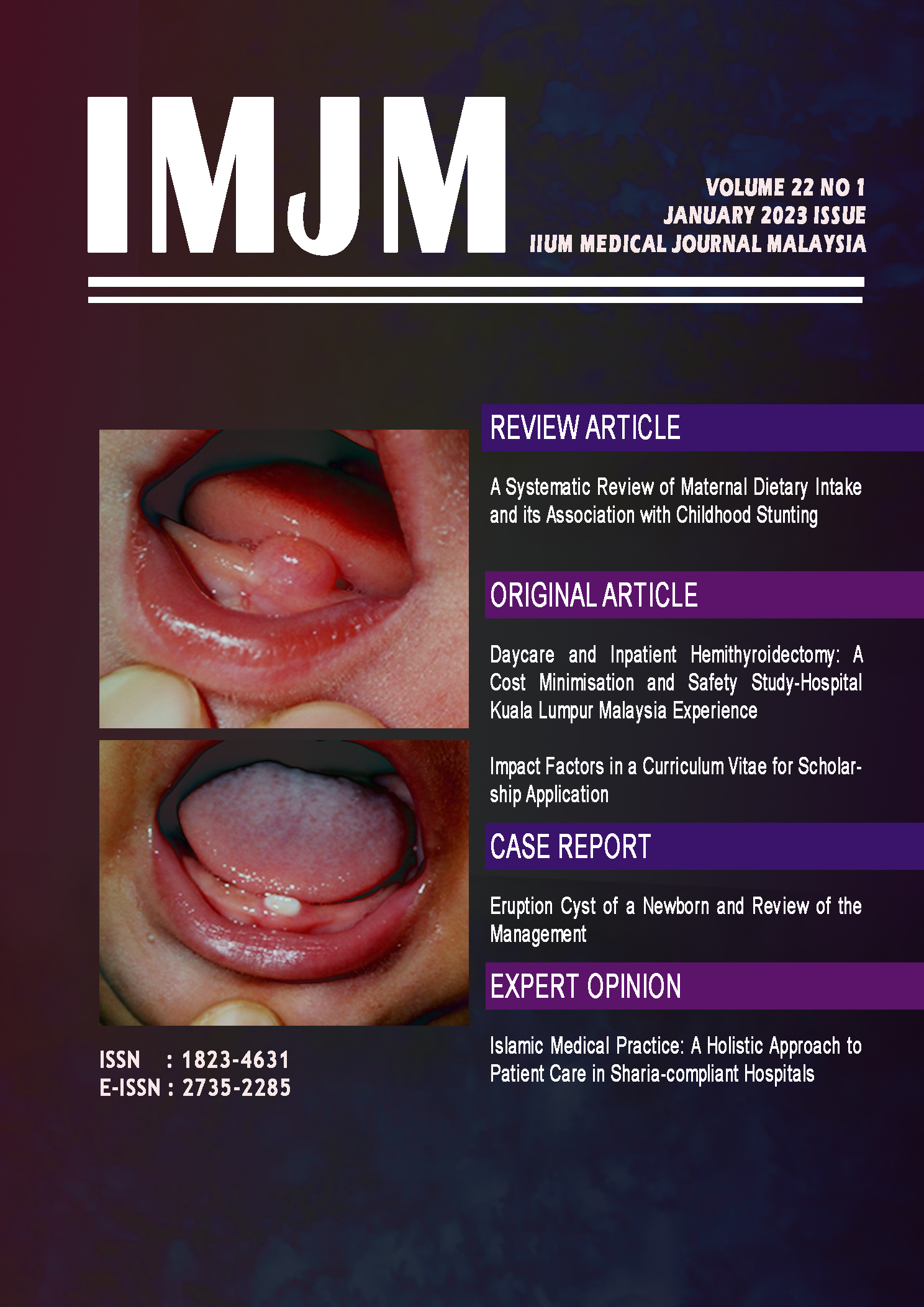 					View Vol. 22 No. 1 (2023): IIUM Medical Journal Malaysia - January 2023
				
