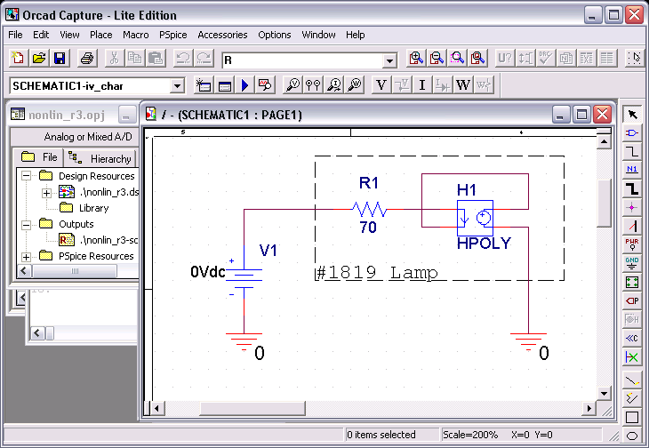 Nonlinear Resistor Circuit for Lamp Simulation