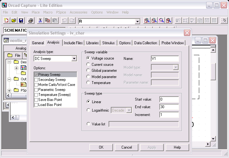 Simulation Profile for PSpice