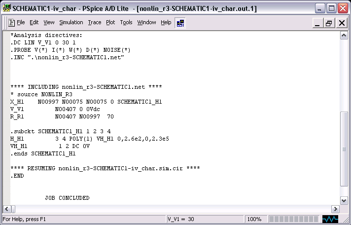 PSpice Simulation Parameters: Text File