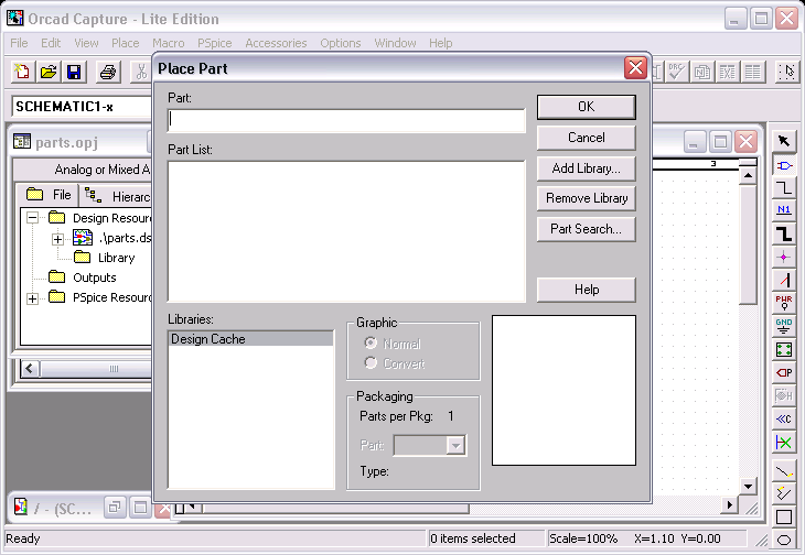 Orcad Capture: Place Part Dialog