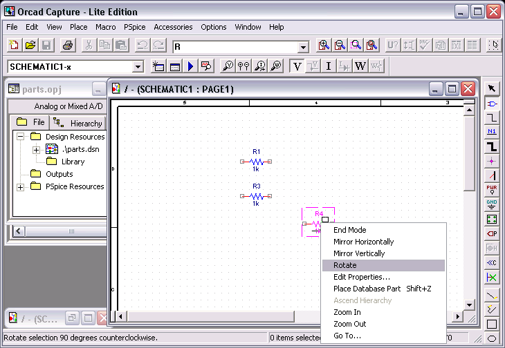 Orcad Capture: Place Part Options