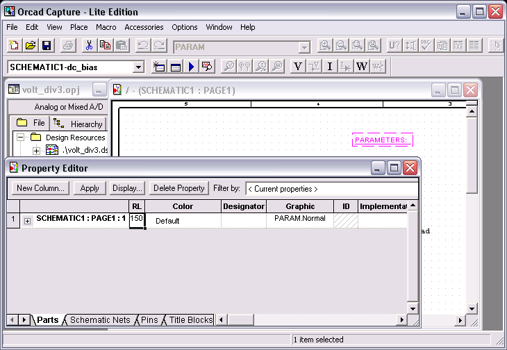 Voltage Divider with Load, New Property Entered and Selected