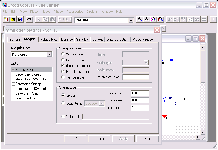 Voltage Divider with Load, Specify Simulation Settings