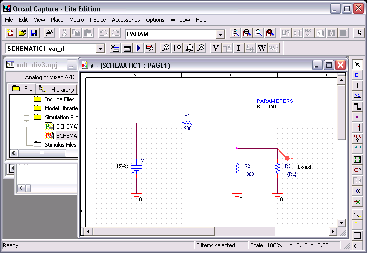 Voltage Divider with Load, Place Voltage Marker