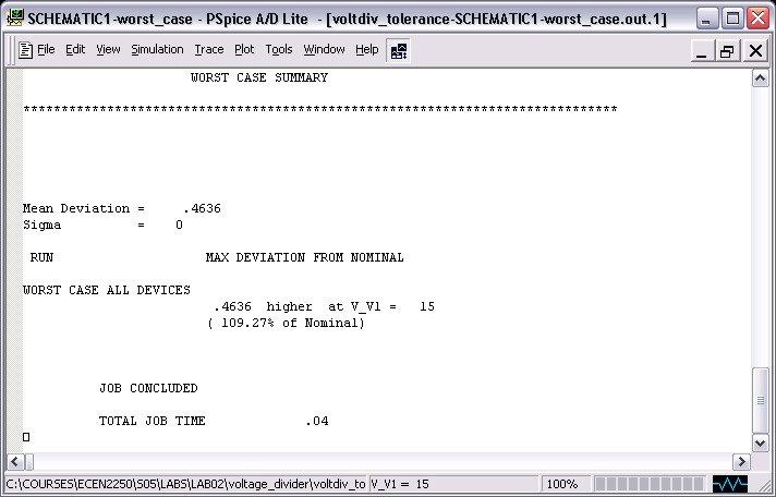 Simulation Output File: Maximum Deviation from Nominal
